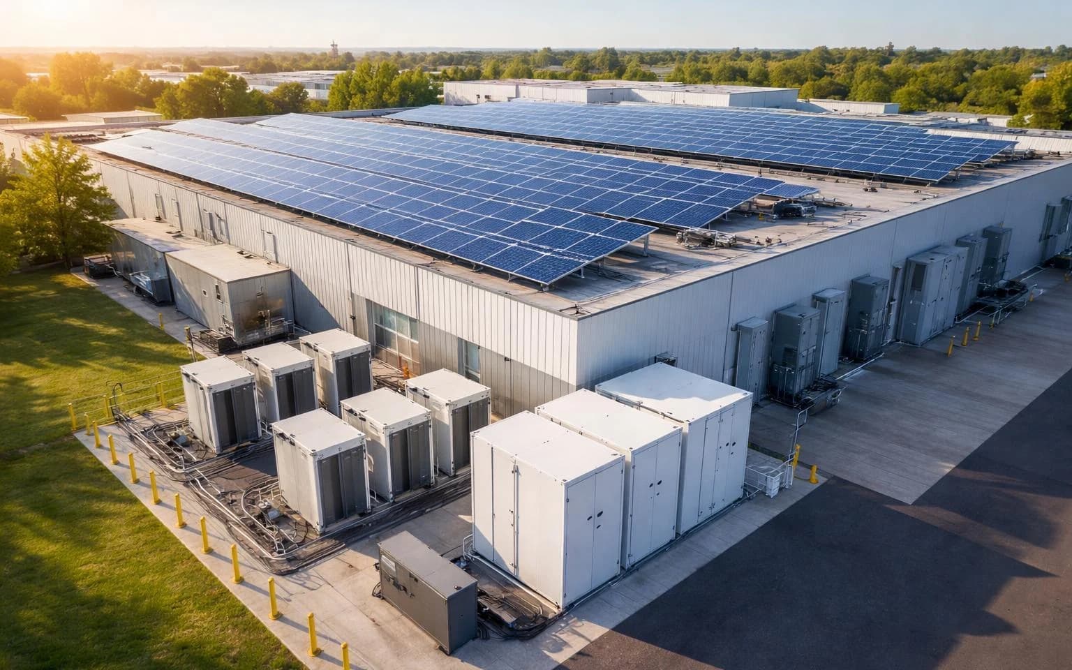 Solar generation and battery storage at an industrial facility